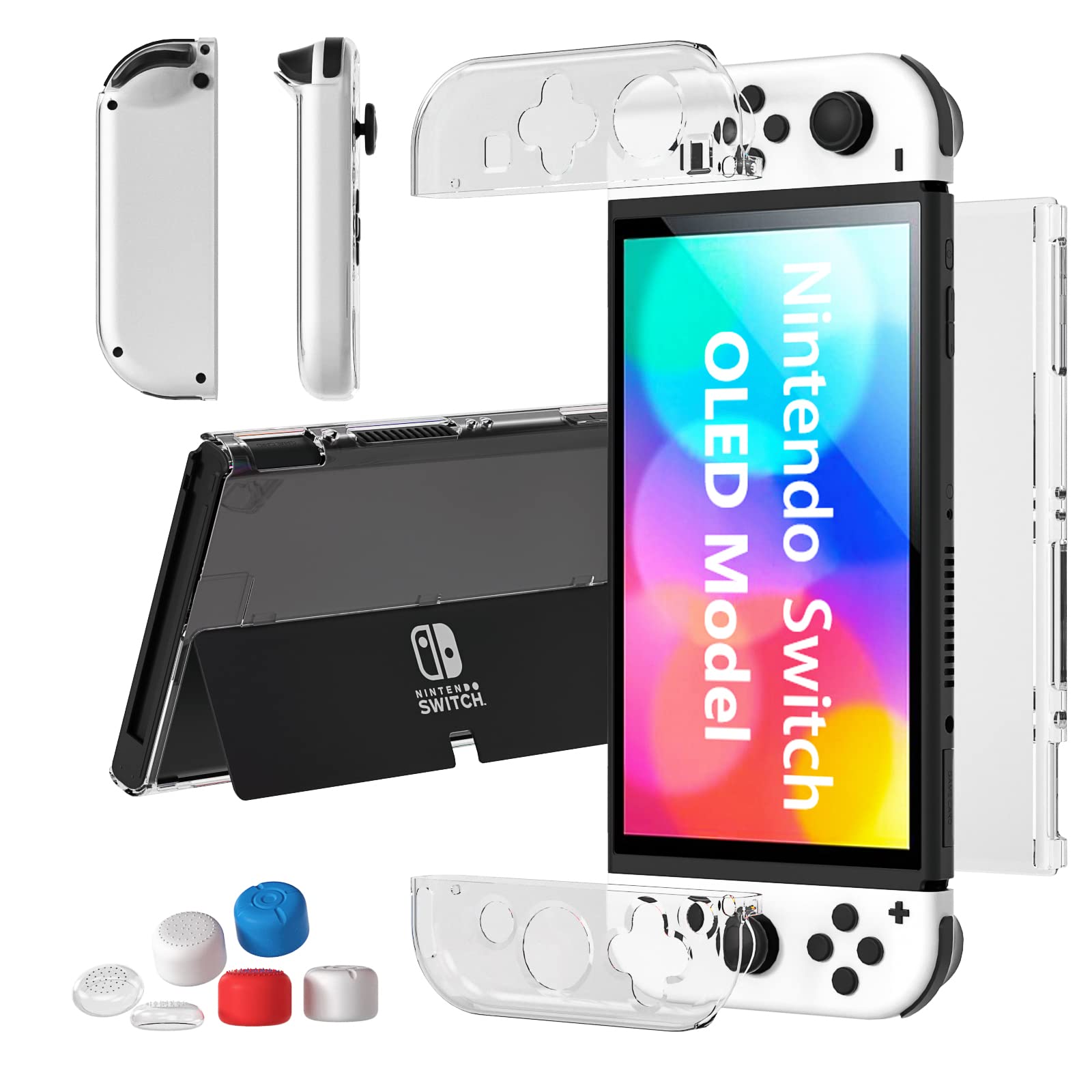 Premium Nintendo Switch OLED Model 2021 Protective Case - Shockproof Dockable Hard PC Shell with Soft TPU Joy-Con Covers | Clear Transparent Design | Perfect for Gaming, Travel & Home Entertainment