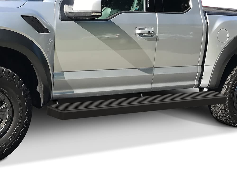 APS 6in Wheel-to-Wheel Running Boards for Ford F150 2015-2025 Super Cab 5.5ft Bed & F-250/F-350 Super Duty 2017-2025 - Black Nerf Bars Side Steps with Non-Slip Surface | Perfect for Off-Roading, Truck Access & Easy Entry/Exit
