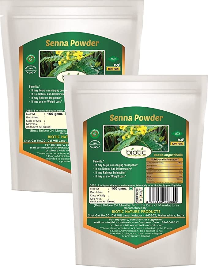 ROSEVILLA Organic Senna Leaf Powder 200g (Pack of 2) - Natural Digestive Support, Detox Tea, Weight Management - Perfect for Herbal Tea, Smoothies & Ayurvedic Remedies
