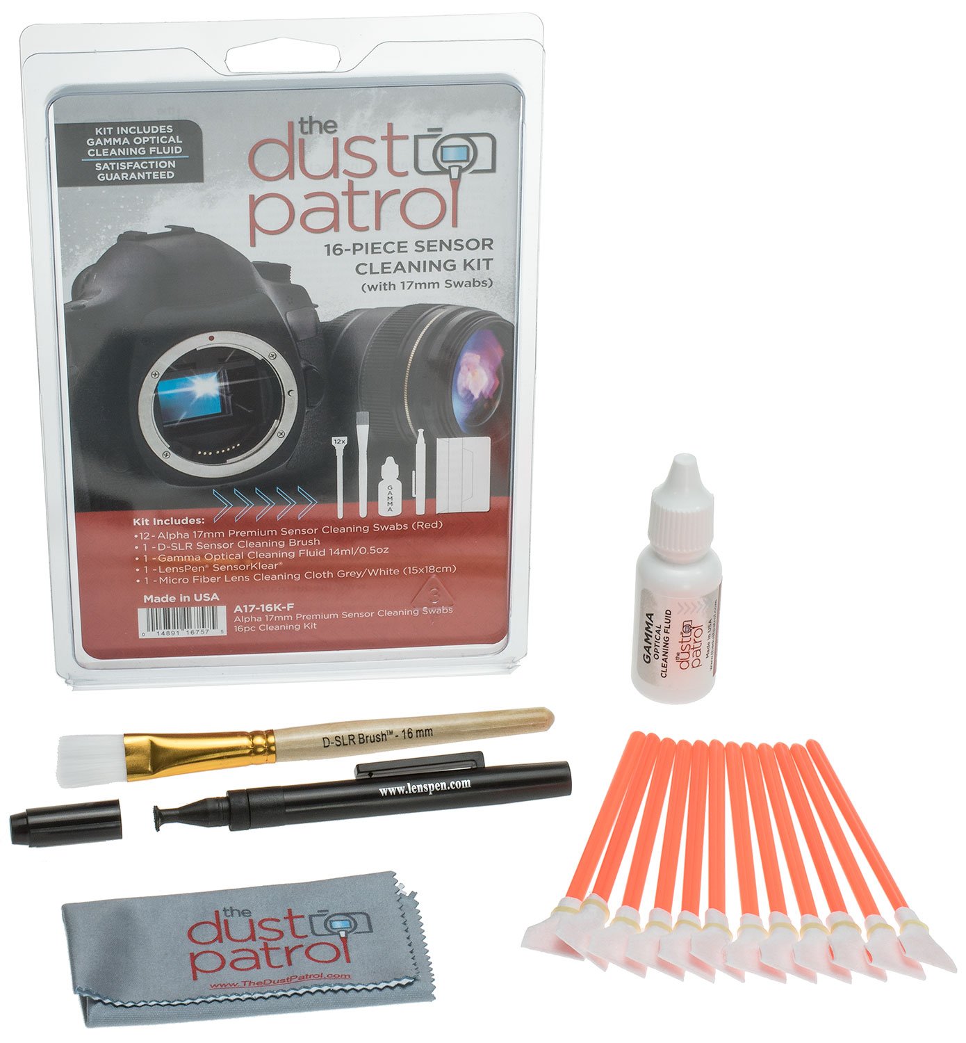 Alpha 17mm Camera Sensor Cleaning Swabs - 16pc Professional Cleaning Kit with Gamma Solution for DSLR, Mirrorless & Digital Cameras - Perfect for Lens, Sensor & Mirror Maintenance