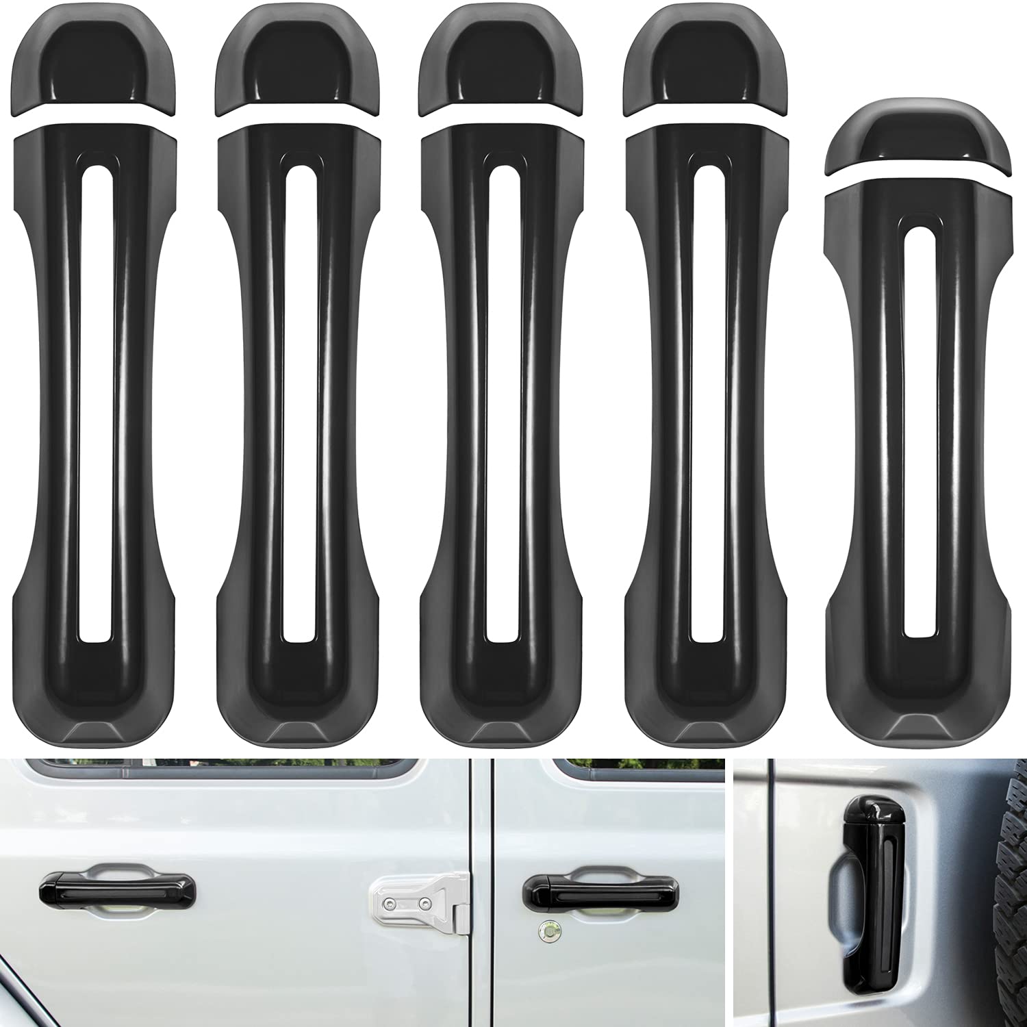 Jeep Wrangler Door Handle Covers 2018-2024 - Black 5PCS for JL/JLU/Gladiator - Exterior Protection Upgrade