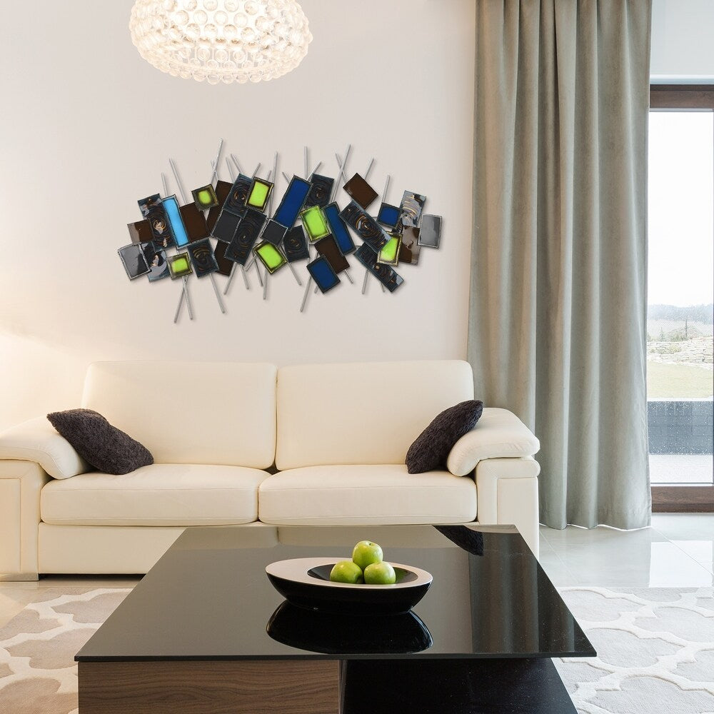 Hand-Painted Etched Metal Wall Art Sculpture - Abstract Modern Home Decor for Living Room, Bedroom & Office