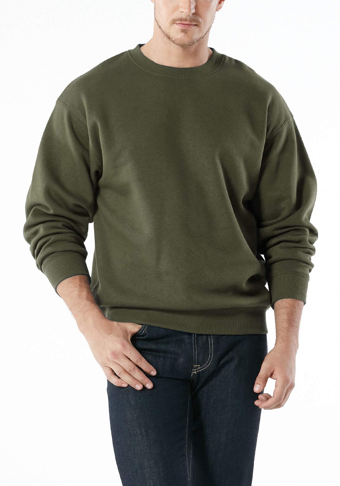 TSLA Men's Fleece Crewneck Sweatshirt - Soft Cotton Blend Thermal Pullover for Winter, Lightweight Workout Shirt - Perfect for Gym, Running & Casual Wear