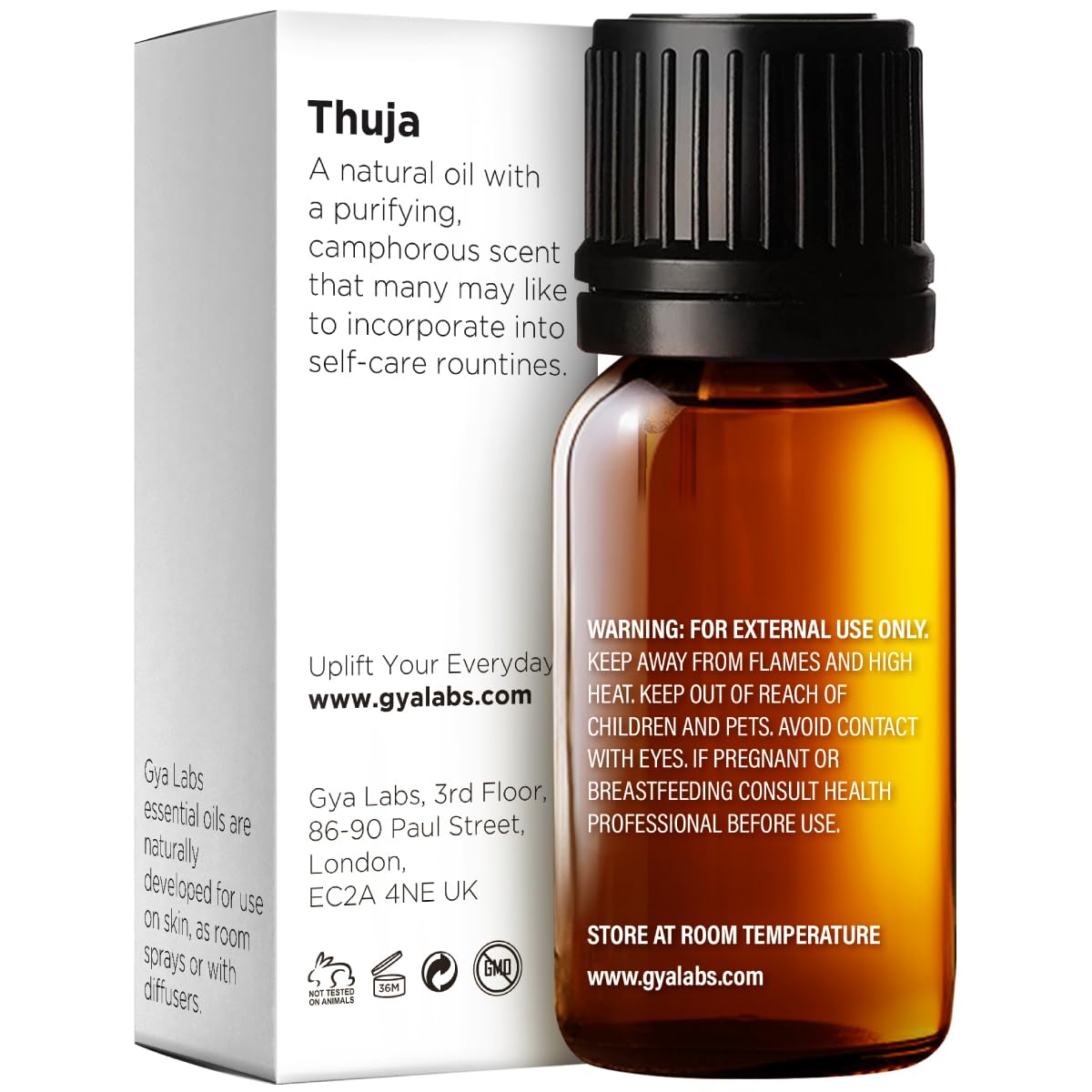 Gya Labs 100% Pure Thuja Essential Oil - 0.34 Fl Oz Natural Wood Oil for Aromatherapy, Diffuser, Hair Care & Candle Making - Camphor Scent for Relaxation & Stress Relief - Perfect for Spa, Yoga & Home Fragrance