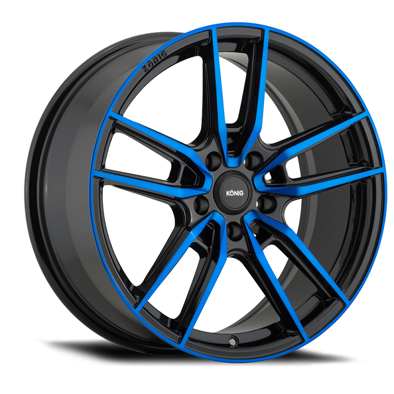 Konig Myth 19x8.5 5x114.3 ET40 Gloss Black Wheels with Blue Tinted Clearcoat - Premium Alloy Rims for Performance Cars & Custom Builds