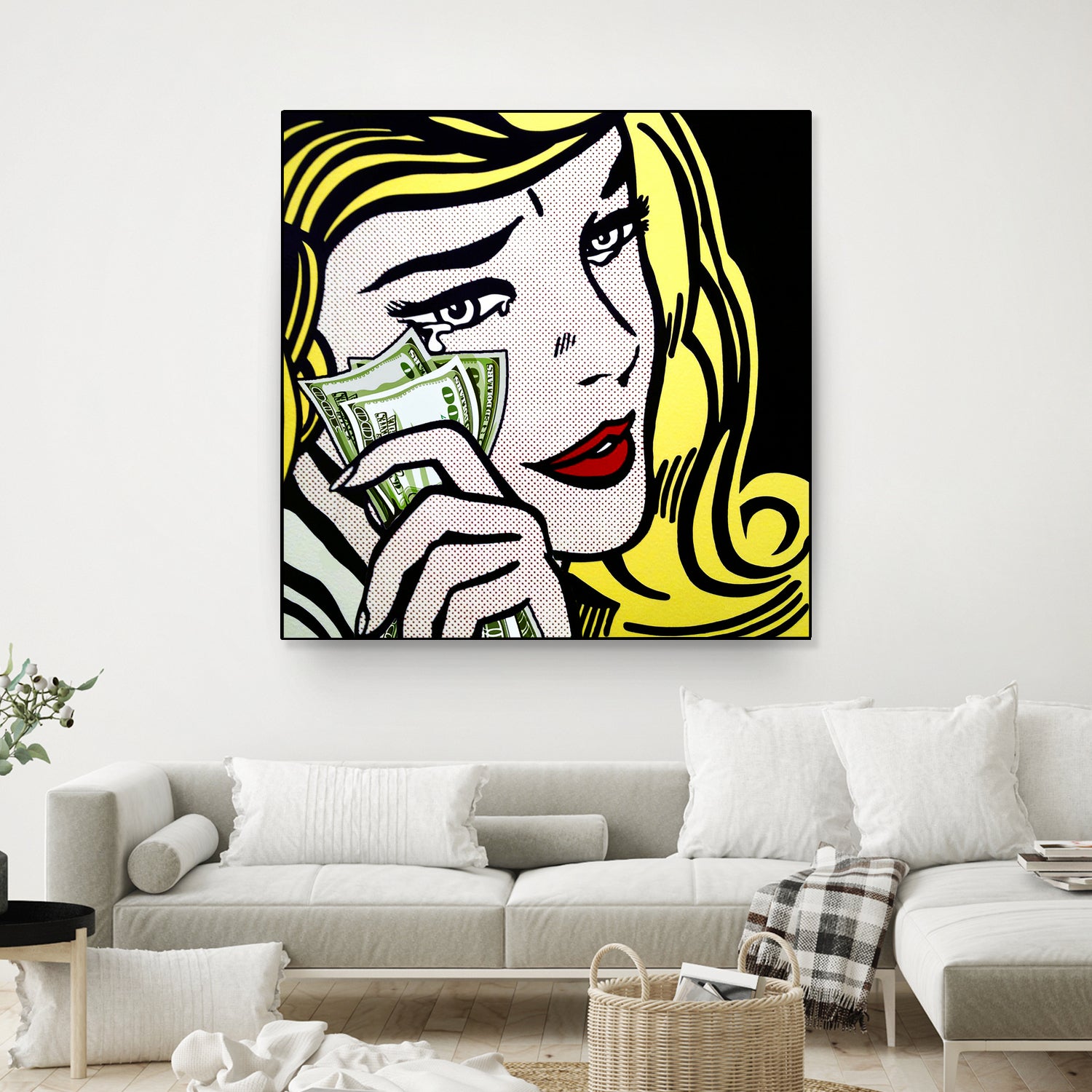 Funny Crying Girl Wiping Tears with Money - Meme Art Print for Home & Office Decor, Social Media Meme Lovers Gift