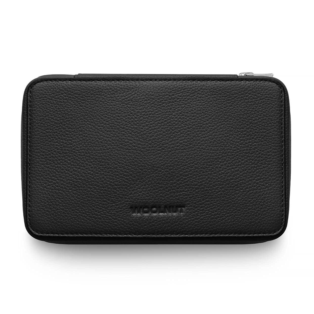 Premium WOOLNUT Genuine Leather Tech Organizer for MacBook, iPad & Accessories - Sleek Black - Perfect for Office, Travel & Daily Organization