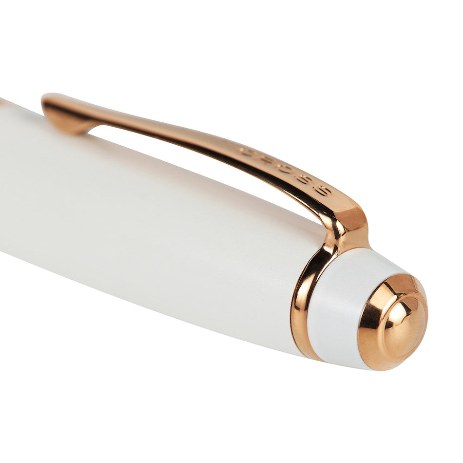 Premium Cross Bailey Ballpoint Pen - White Lacquer with Rose Gold Trim - Elegant Writing Instrument for Office, Business Gifts & Everyday Use