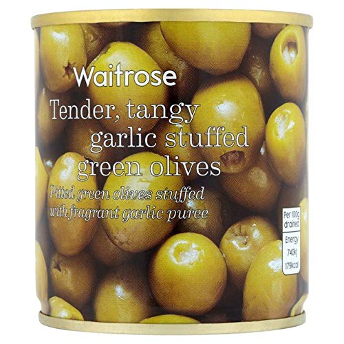 Garlic Stuffed Olives - Premium Gourmet Olives with Garlic Filling, 7oz (200g) - Perfect for Charcuterie Boards, Martini Garnish & Mediterranean Cooking