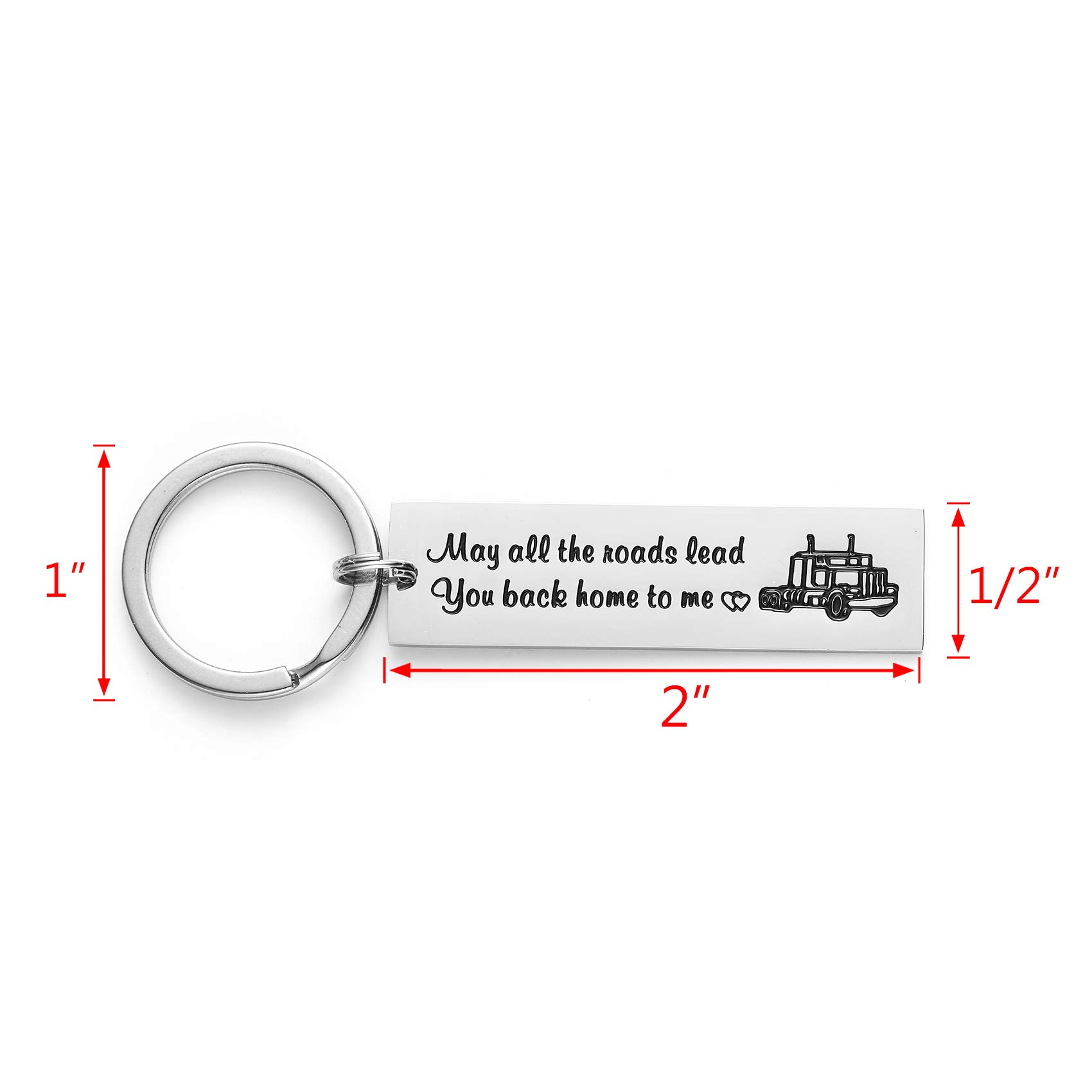 LParkin Stainless Steel Truck Driver Keychain - 'Roads Lead Home' Gift for Men, Semi Truck Accessories - Perfect for Long Haul Drivers & Father's Day Gifts