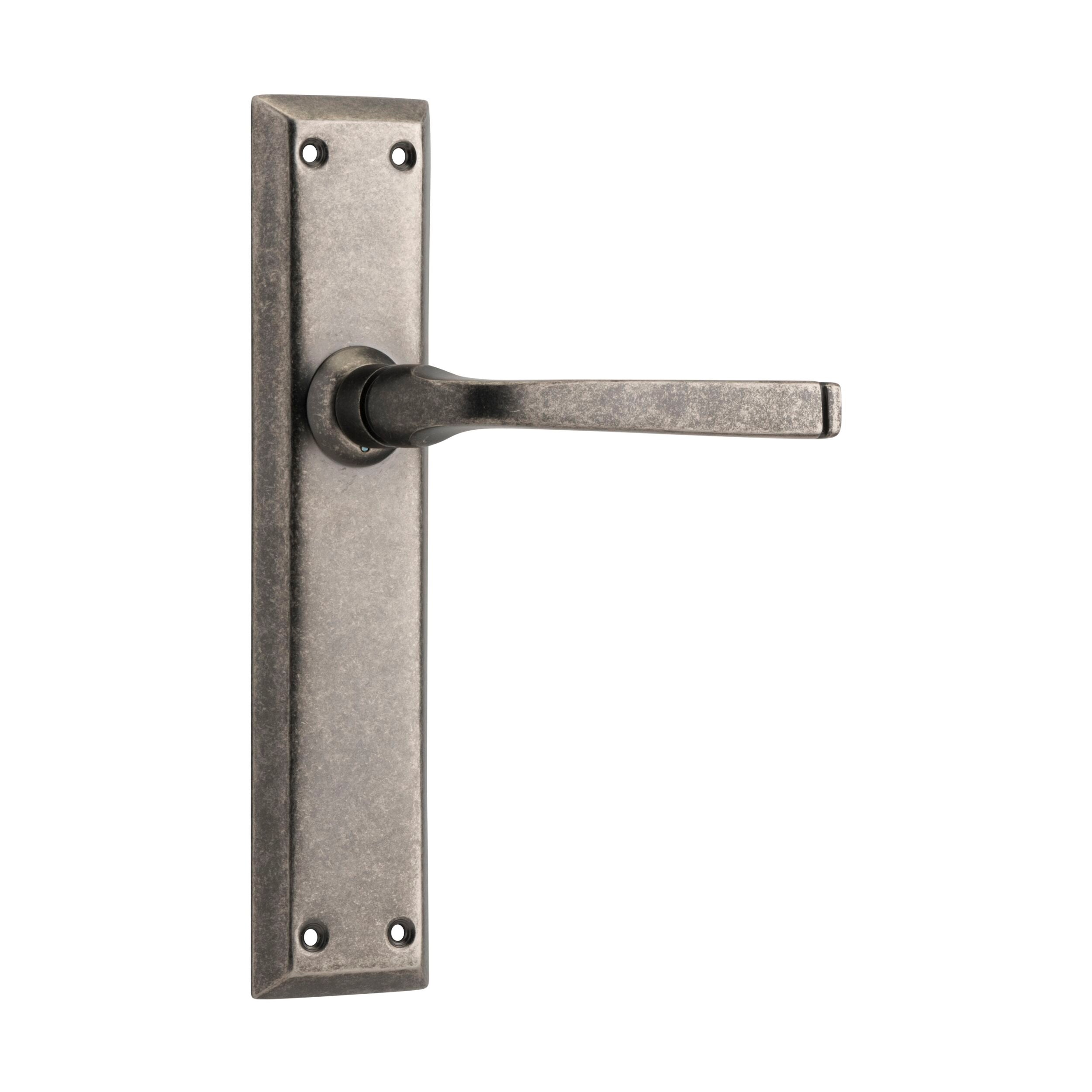 6354 Door Lever Menton Latch Pair - Rumbled Nickel Finish - 225mm x 50mm x 75mm (HxWxD) - Vintage Style Interior Door Hardware for Bedroom, Bathroom & Closet Doors
