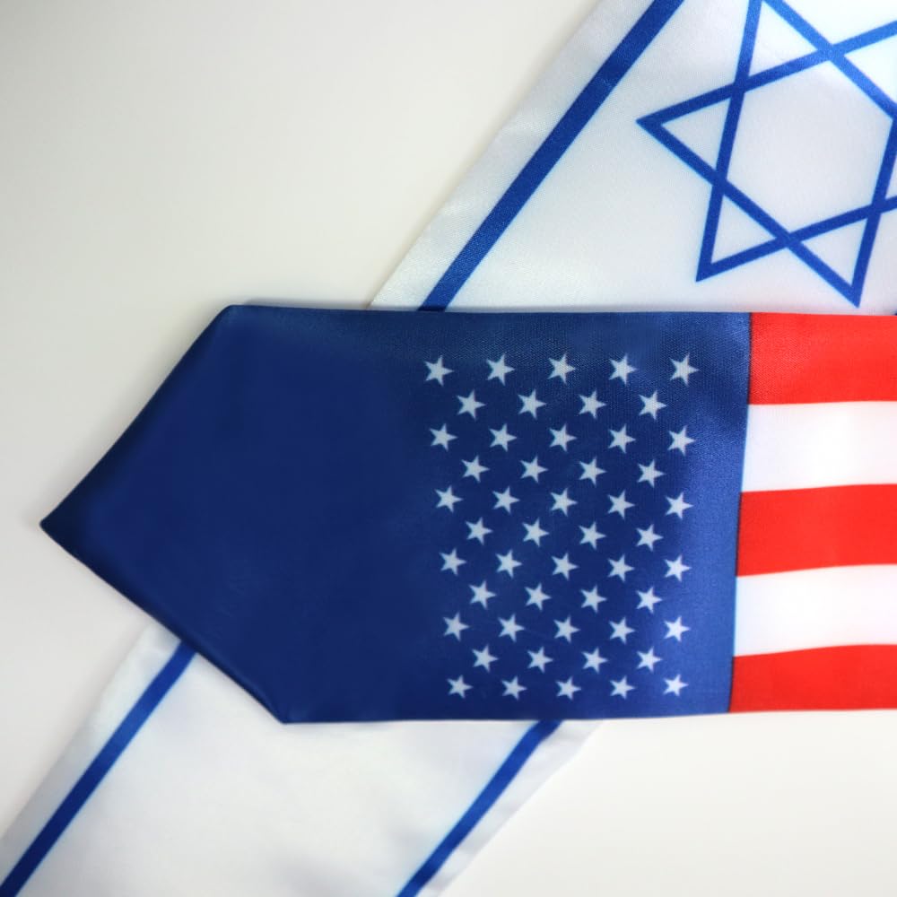 Israel & USA Double Sided Graduation Stole Sash - 72x6 Inch International Student Graduation Gift for Ceremony, Commencement & Cultural Celebration