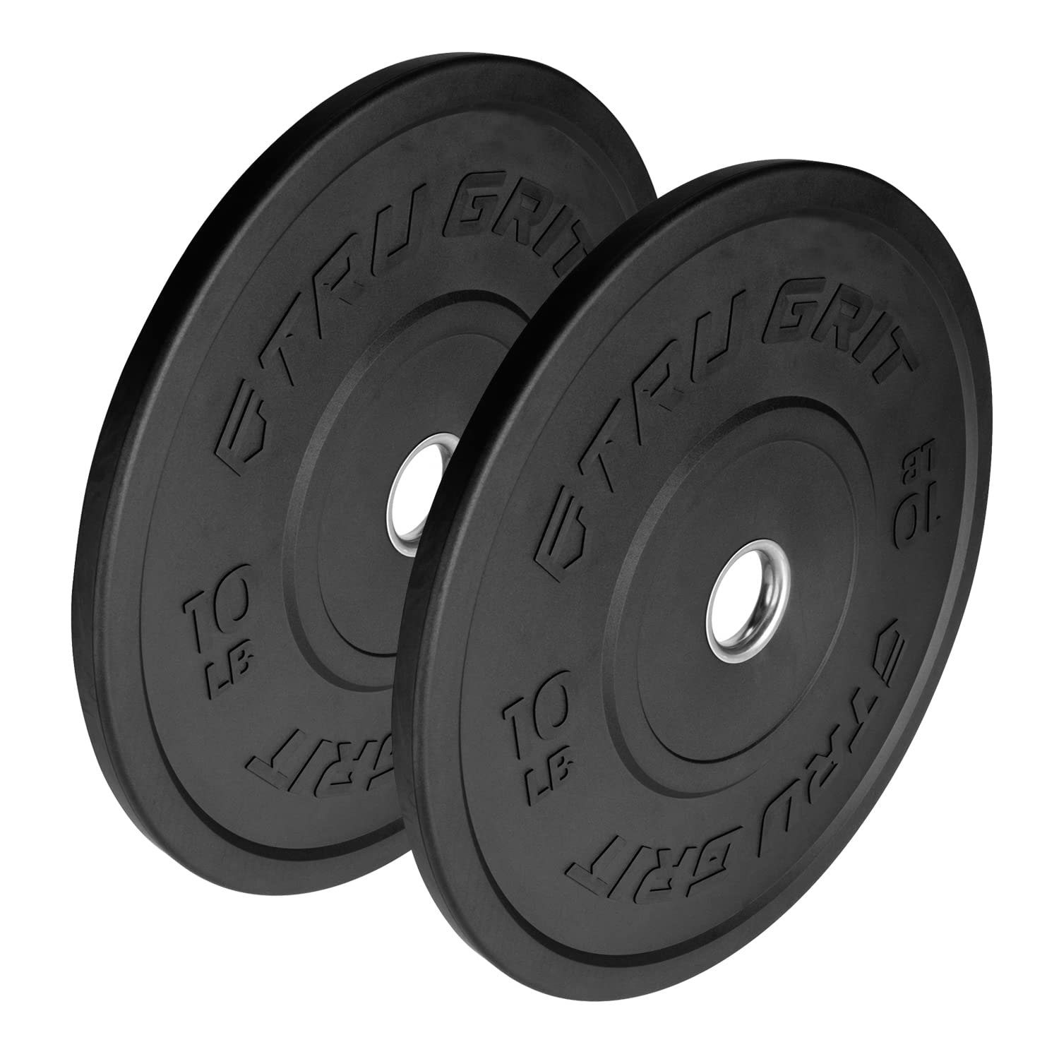 Tru Grit Fitness Elite Bumper Plates - Premium Solid Virgin Rubber Olympic Weight Plates with 2