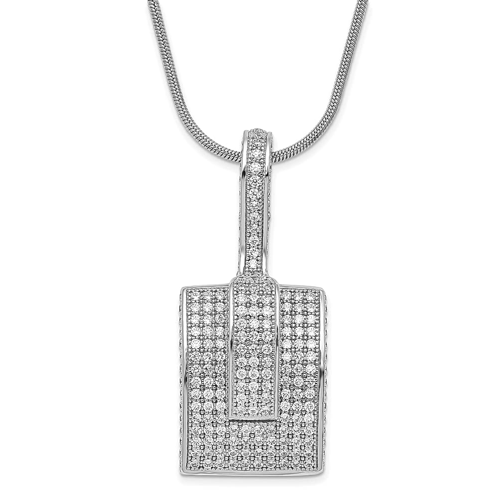 925 Sterling Silver Cubic Zirconia CZ 2 Inch Extension Chain Necklace Pendant Charm - Elegant Fine Jewelry for Women - Perfect Gift for Her - Ideal for Weddings, Anniversaries & Special Occasions