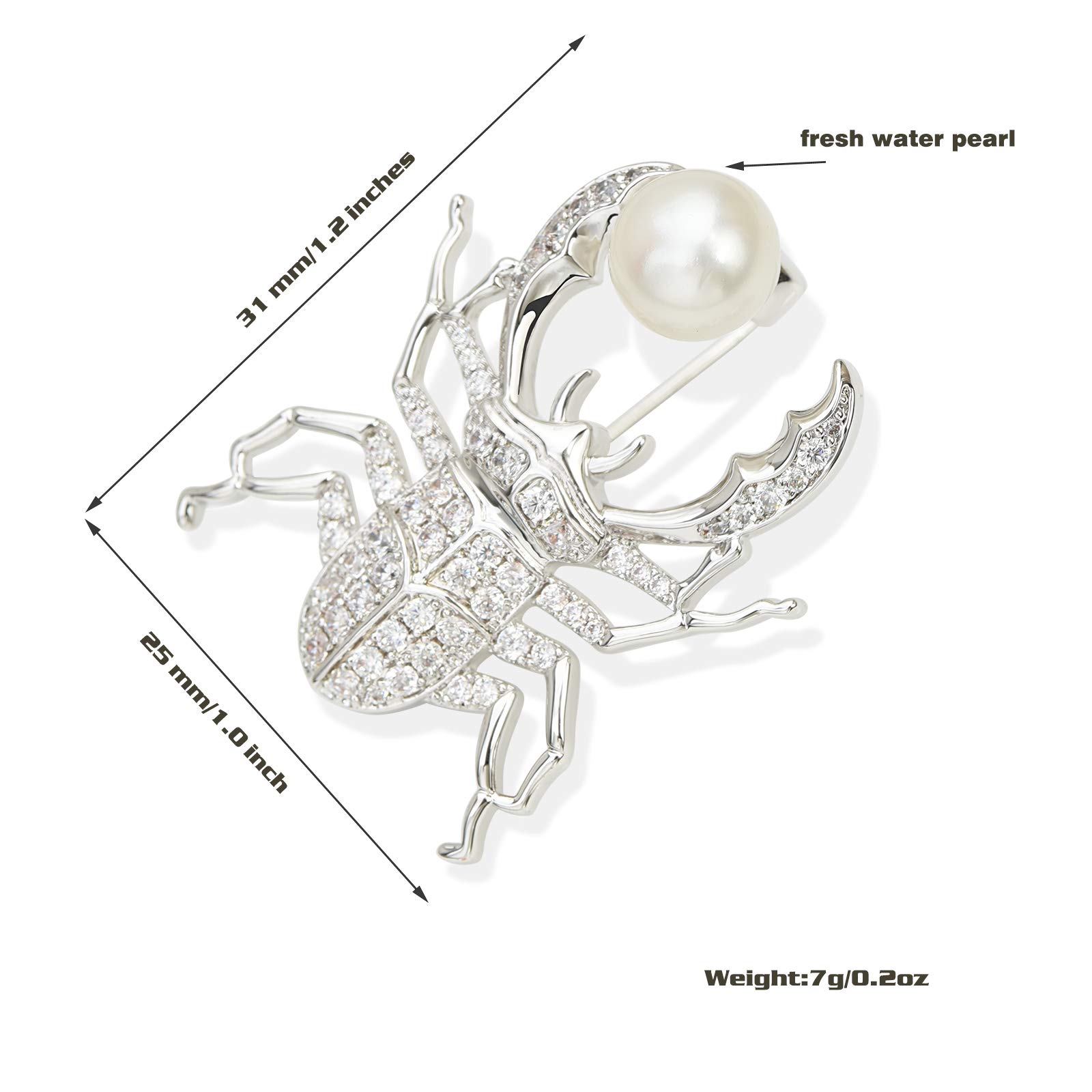 Gold & Silver Beetle Brooch Pins with Rhinestones & Freshwater Pearls - Elegant Ladybug Scorpio Insect Jewelry for Women & Men - Perfect for Jackets, Scarves, Hats & Formal Attire Accessories