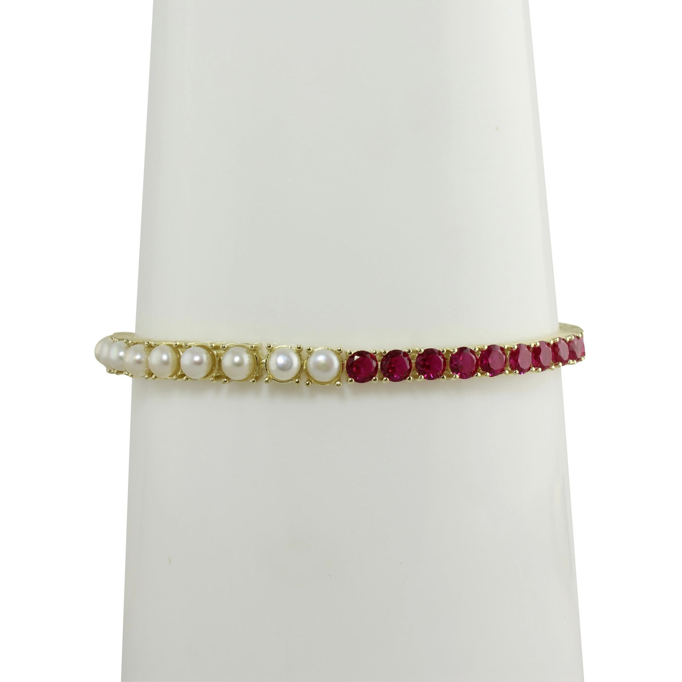 Elegant Half Pearl Tennis Bracelet for Women - Sterling Silver Pearl Jewelry Gift for Her - Perfect for Weddings, Parties & Everyday Wear