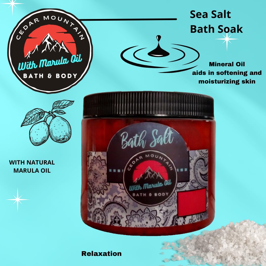 Premium Cedar Mountain Fruit Scented Marula Oil Sea Salt Bath Soak Variety Pack - Green Apple & Pear, Melon & Mandarin Musk, Pomegranate & Pear | Luxurious Aromatherapy for Relaxation, Stress Relief & Skin Hydration | Perfect for Spa Nights, Self-Care Rituals & Gift Giving
