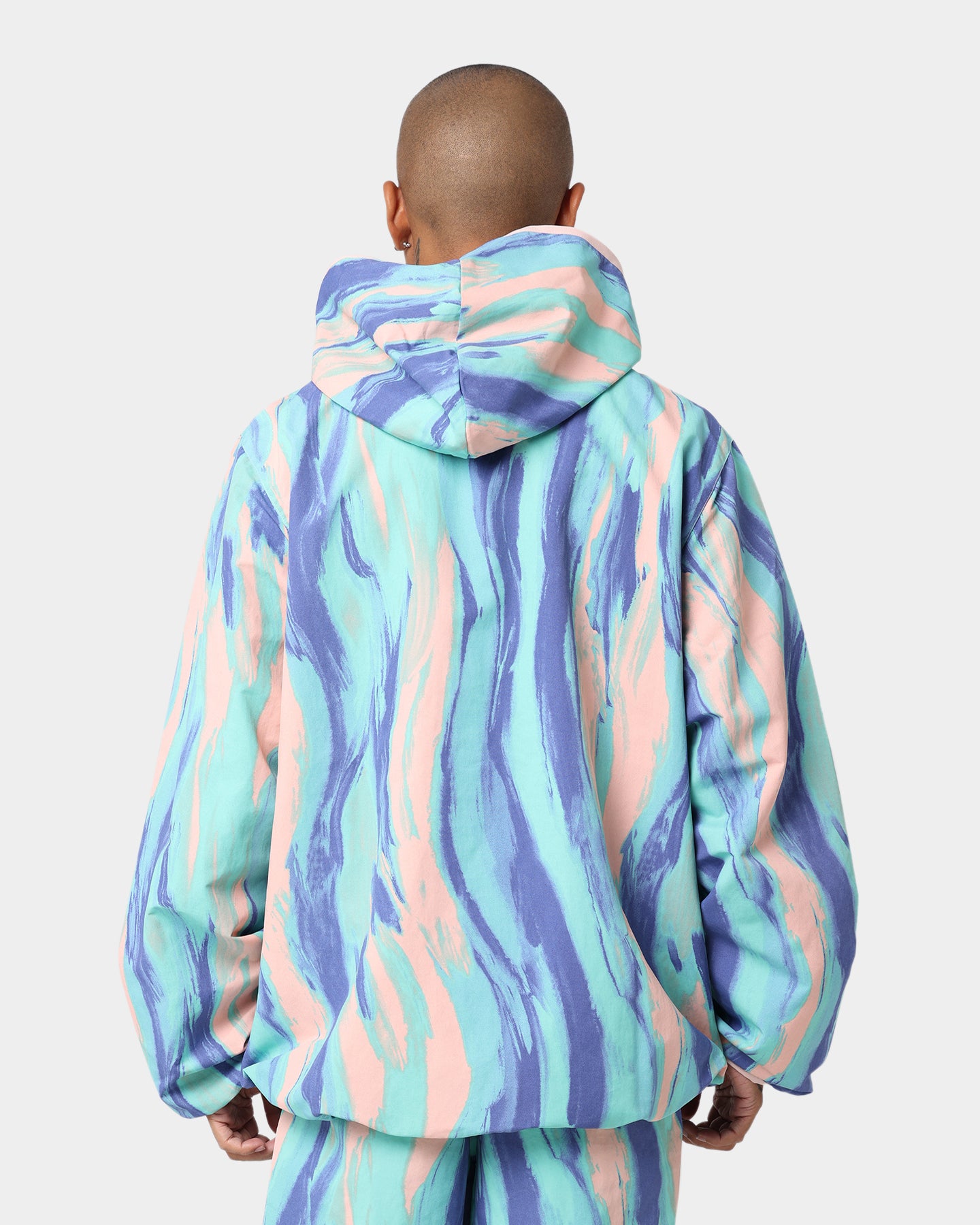 Adidas Marbled Paint Patrick Kyle Windbreaker Jacket - Vapor Pink & Multi-Color Lightweight Windbreaker for Running, Hiking & Outdoor Activities