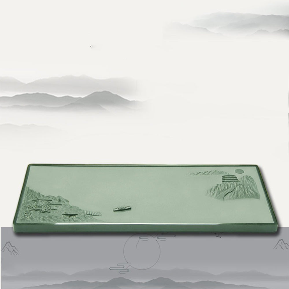 Premium Green Stone Gongfu Tea Tray - Handcrafted Chinese Tea Ceremony Set for Brewing Oolong & Pu-erh Tea | Perfect for Home, Office & Zen Meditation Spaces