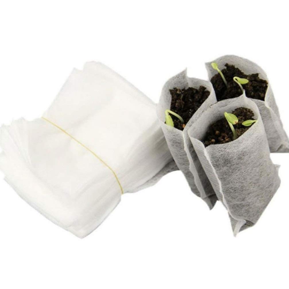 200PCS Non-Woven Nursery Bags - Breathable Fabric Plant Grow Pots for Seedlings, Vegetables & Herbs - Reusable Gardening Starter Bags (White, Size 2) - Perfect for Indoor/Outdoor Planting, Hydroponics & Greenhouse Use