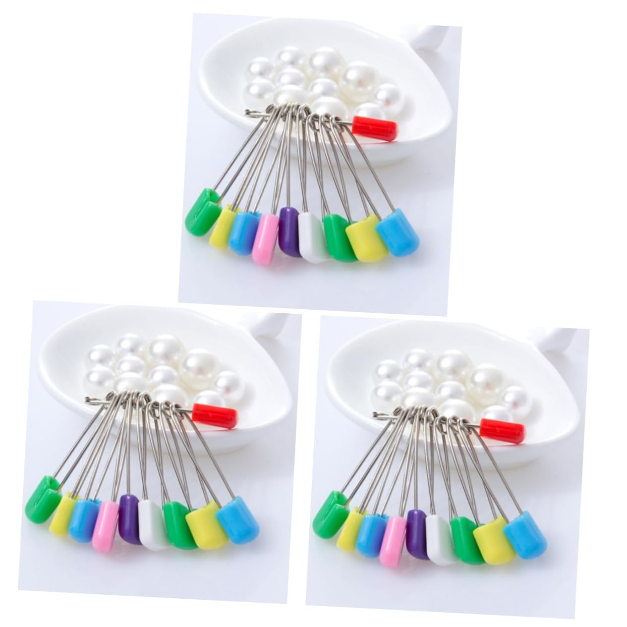 Operitacx 3 Sets Stainless Steel Baby Diaper Safety Pins - 24pcs x 3 Pack, Hard Plastic Cover for Newborns & Toddlers | Secure Diapers, Blankets & Baby Clothes
