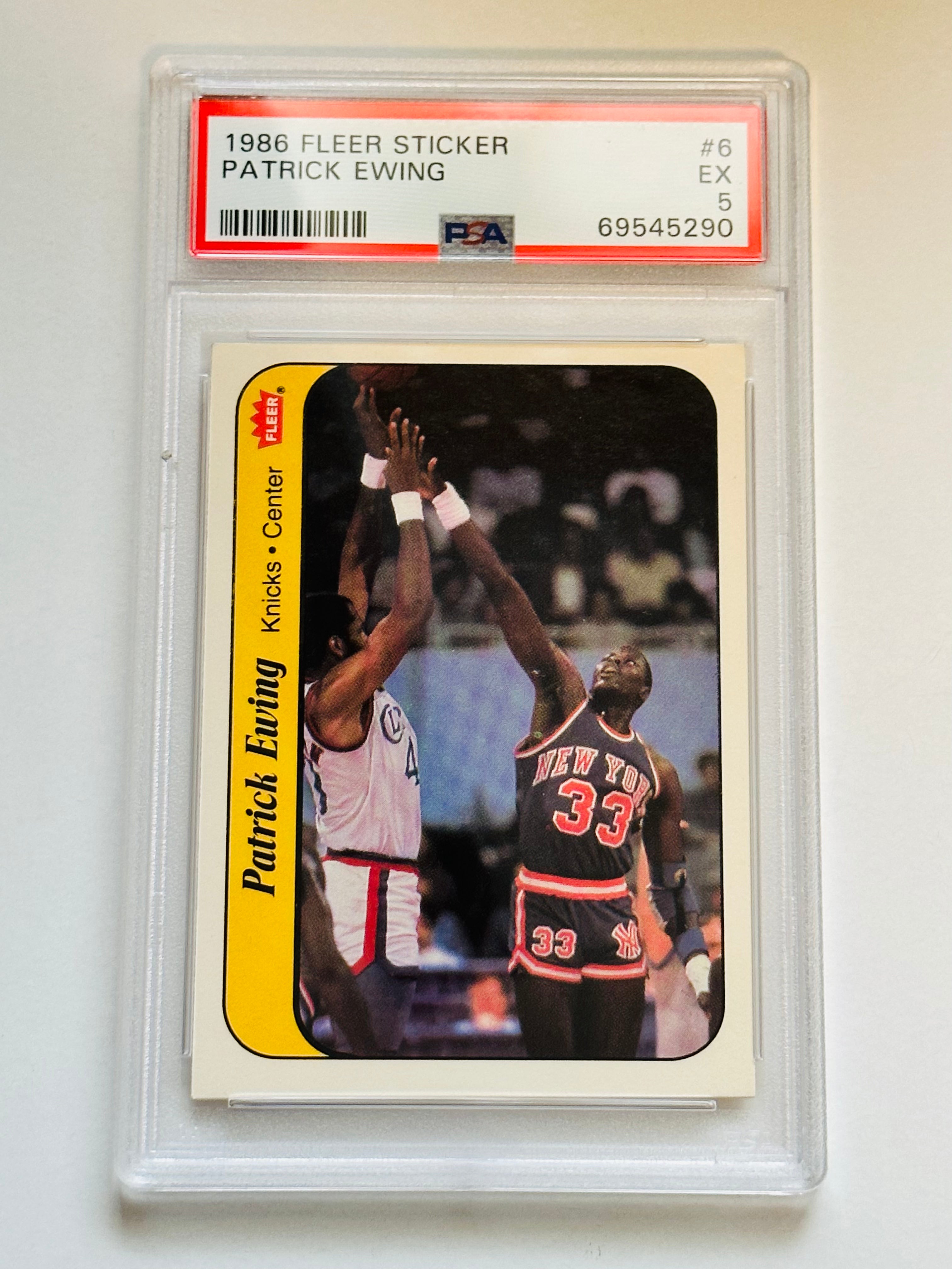 1986 Fleer Patrick Ewing PSA Graded Basketball Sticker Card - High Grade Collectible for Sports Memorabilia Fans & Investment