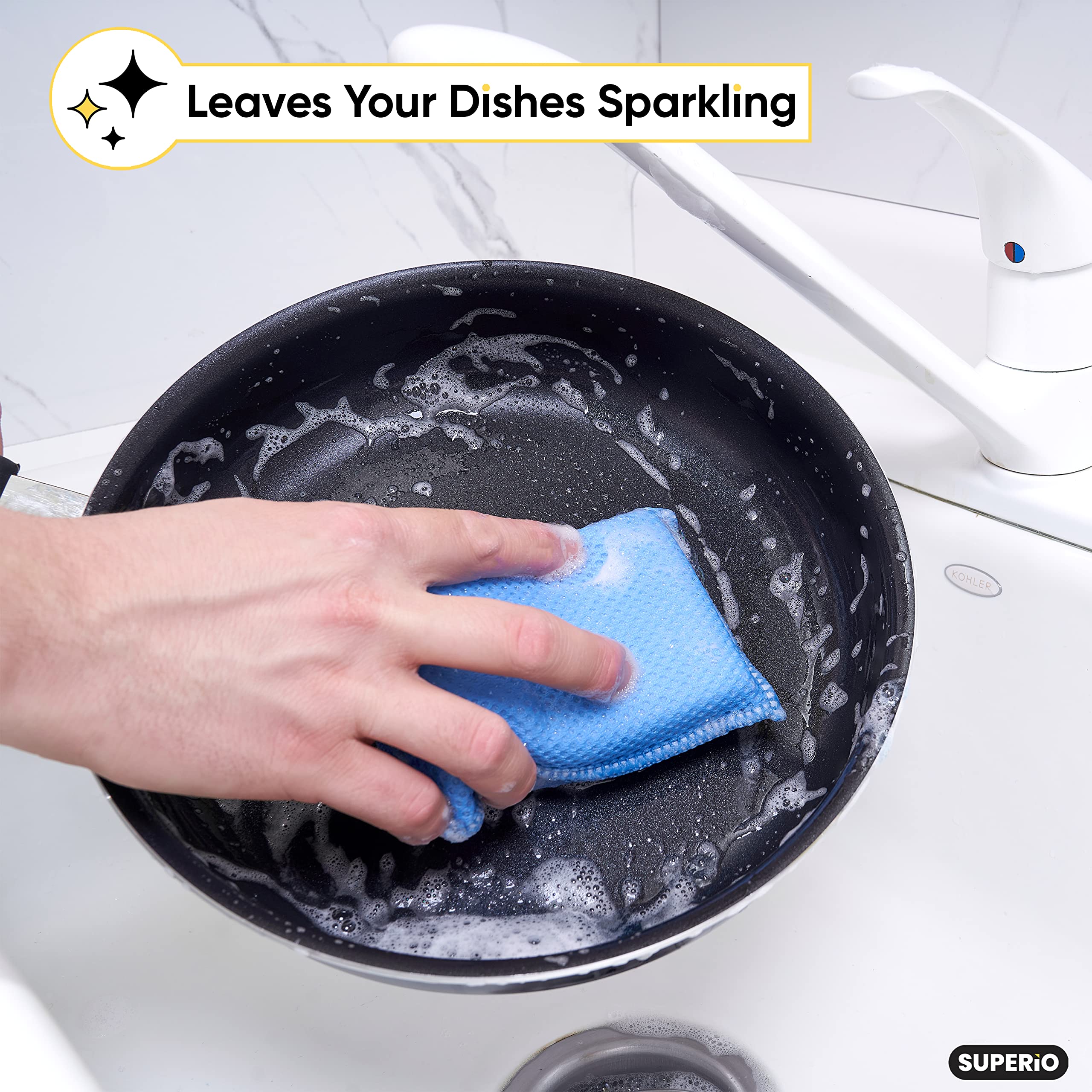 **Non-Scratch Microfiber Sponges for Dishes – Heavy Duty Kitchen Sponge Scrubber – Multi-Purpose Cleaning Supplies – Pack of 1 – Perfect for Pots, Pans, Countertops & More**