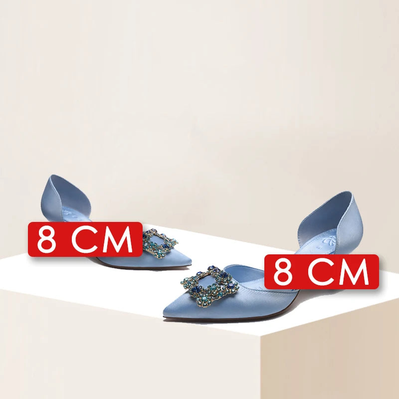 Women's Spring & Autumn Satin Pointed Toe Slip-On Pumps - 5cm Medium Heel for Daily Wear | Office, Party & Wedding Shoes
