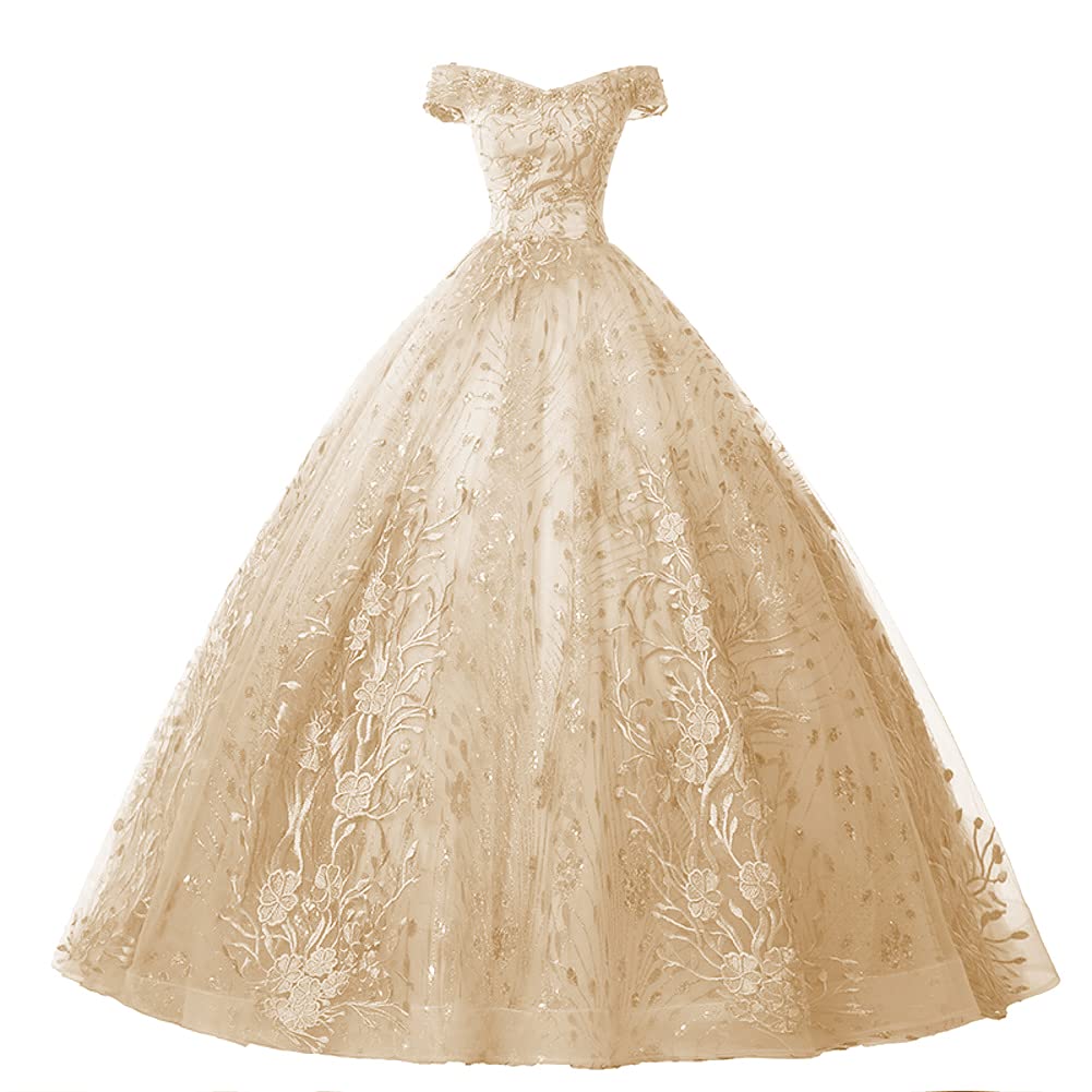 Quinceanera Ball Gown Dress - Lace Off-Shoulder Prom Gown for Sweet 16 Party