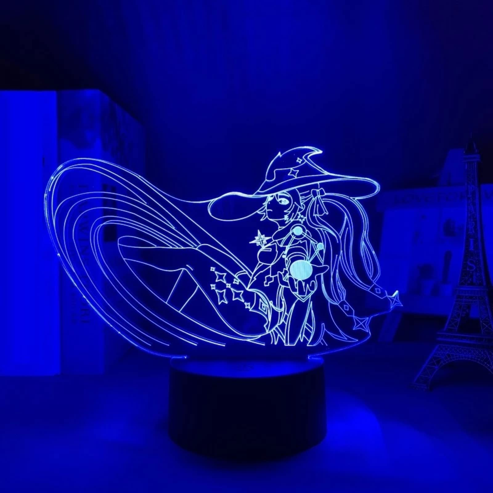 Genshin Impact Mona 3D Anime LED Night Light - 16 Color Changing RGB Mood Lamp with USB Power for Bedroom, Gaming Room & Home Decor | Perfect for Gaming Setup, Kids Room & Relaxation