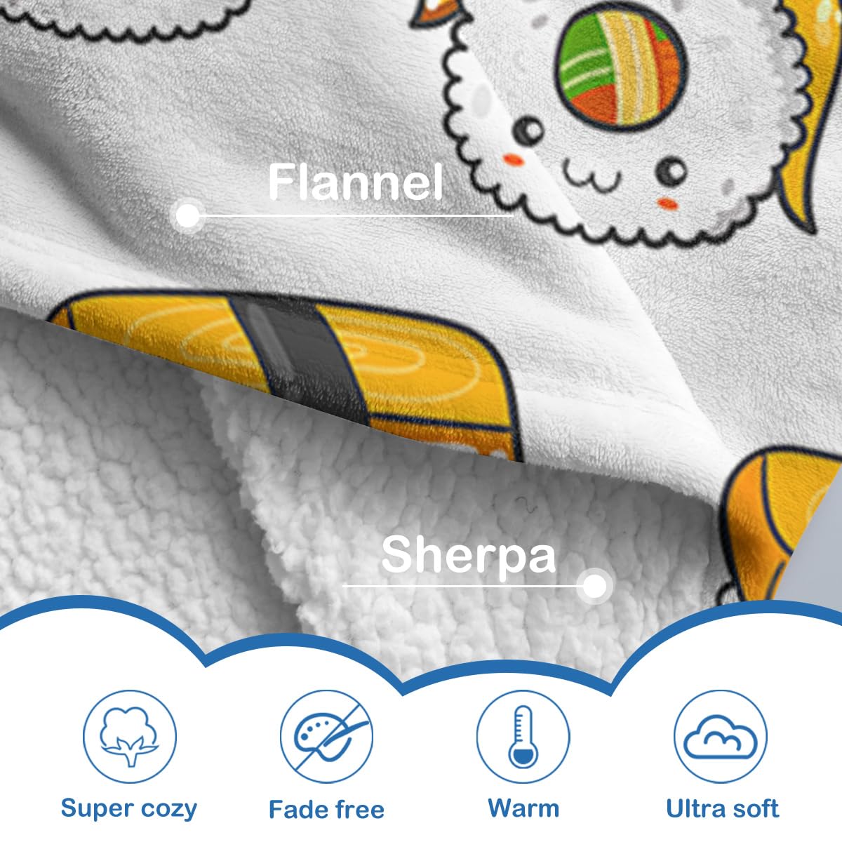 Sleepwish Sushi Hoodie Blanket - Kawaii Cartoon Sushi Print Wearable Blanket for Adults & Teens | Cozy Loungewear for Anime Fans, Sleepovers & Netflix Nights