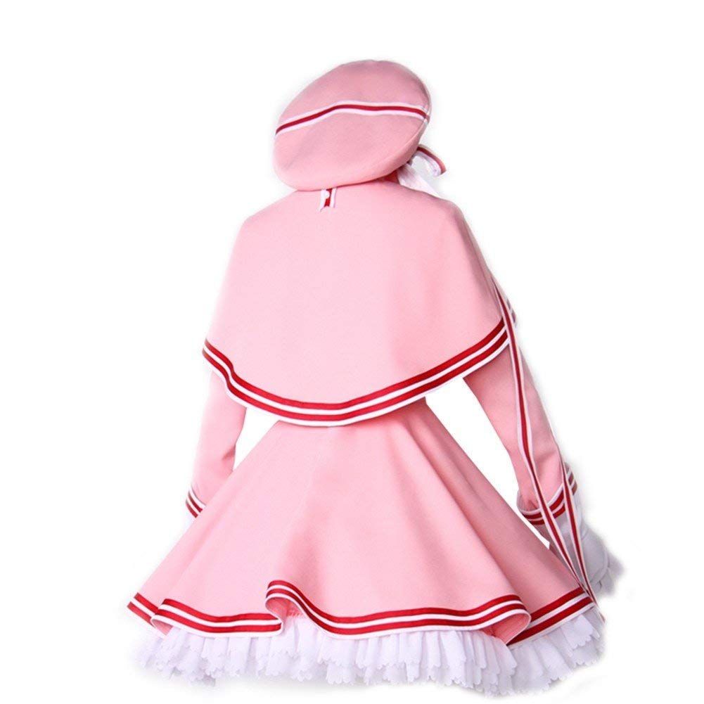 Sakura Kinomoto Pink Cosplay Dress with Red & White Ribbons - Anime Cardcaptor Outfit for Halloween, Conventions & Cosplay Events