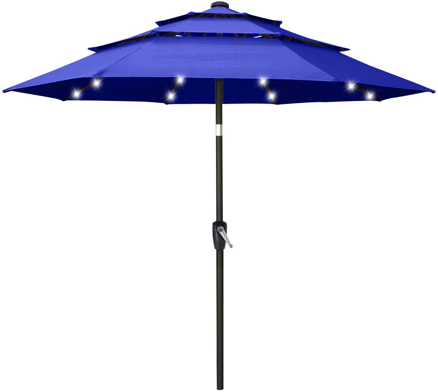 ABCCANOPY Outdoor Solar 3-Tier Patio Umbrella 9/10/11FT with 32 LED Lights & Ventilation - Perfect for Backyard, Poolside, and Garden Shade