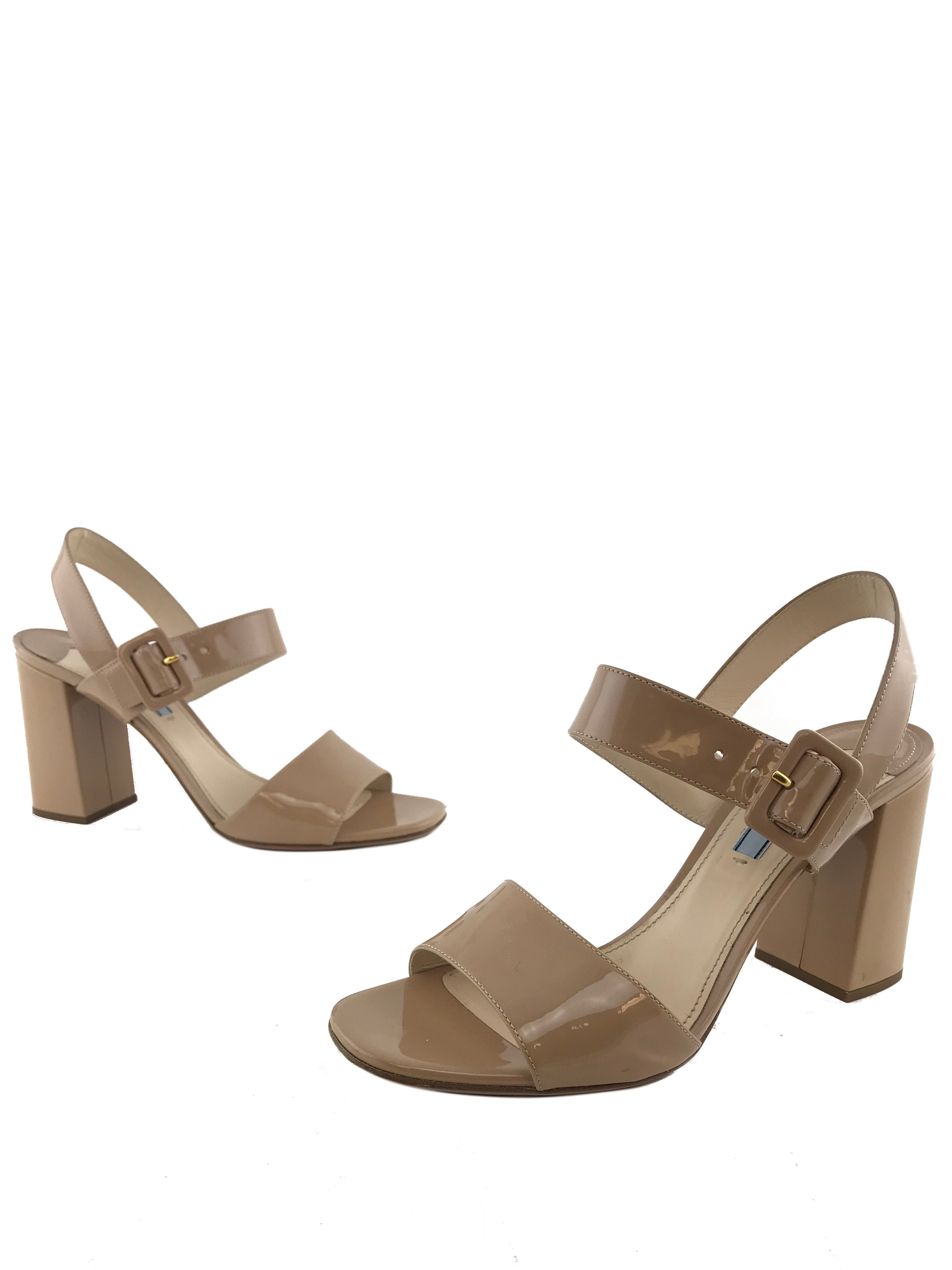 Prada Buckle Patent Leather City Sandals Women's Size 9 - Stylish & Comfortable for Casual Outings & Summer Travel