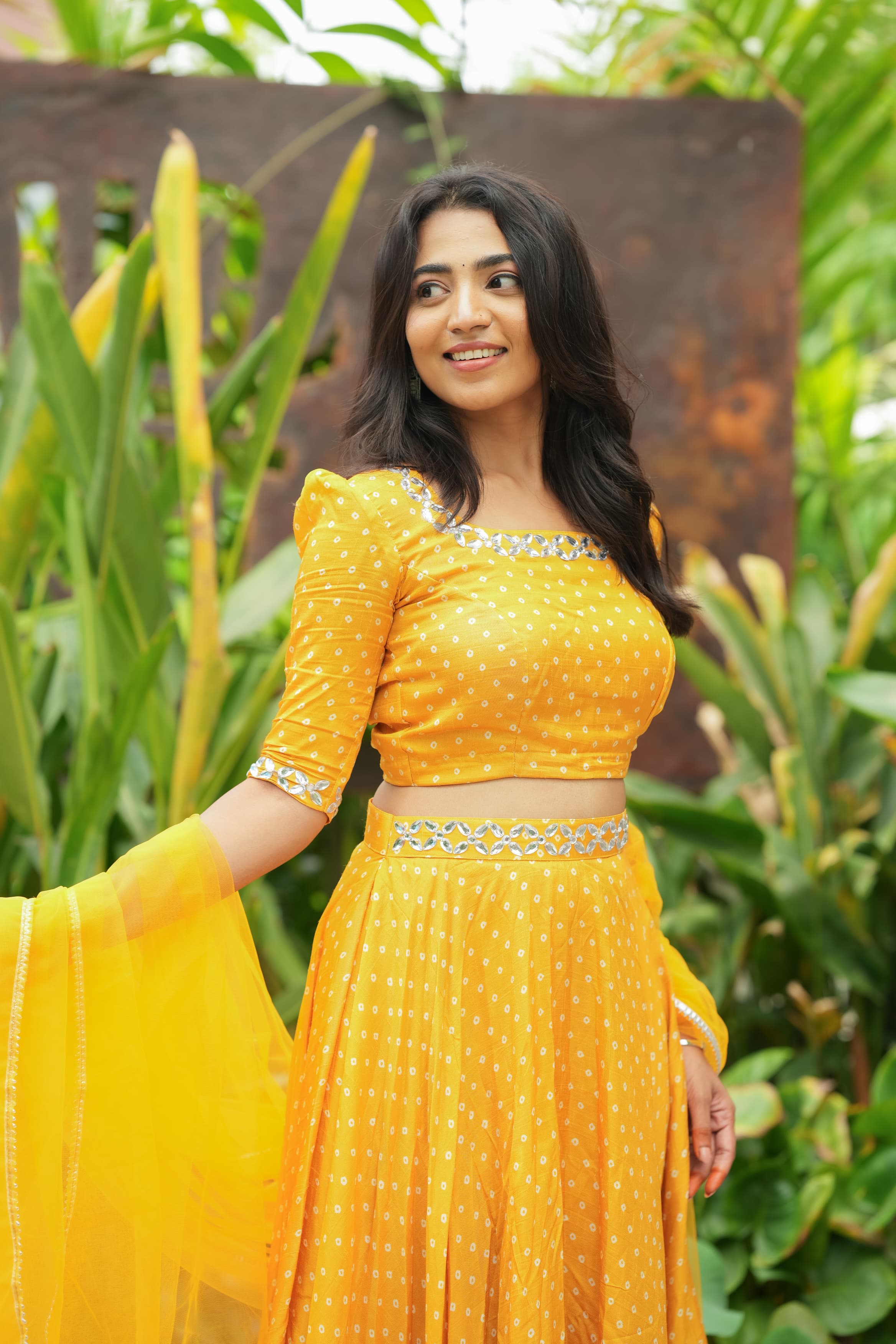 DD562 Aadhya Yellow Bandhani Lehenga Choli Set - Traditional Indian Bridal Wear for Weddings, Festivals & Special Occasions