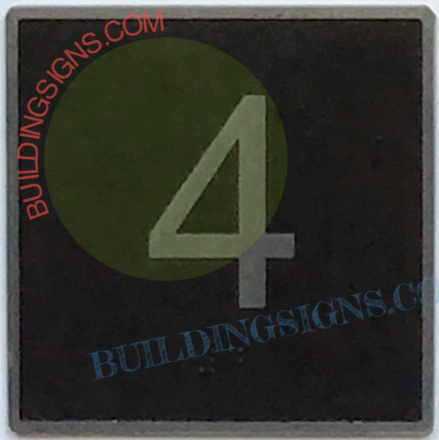 Cast Iron Elevator Floor Number 4 Sign - 4x4 Inch Black Background Jamb Plate for Elevators & Buildings | Durable Metal Signage for Office, Hotel & Apartment Use