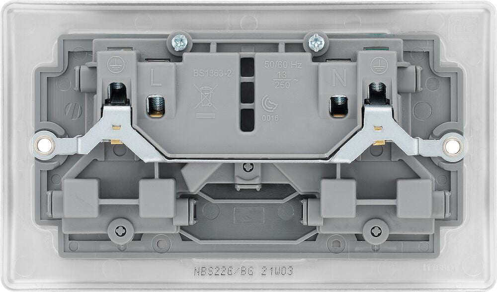BG Nexus 13A Double Socket Outlet 10 Pack - Brushed Steel Finish, Heavy Duty Electrical Sockets for Home & Office Use - Perfect for Living Rooms, Bedrooms, and Workspaces