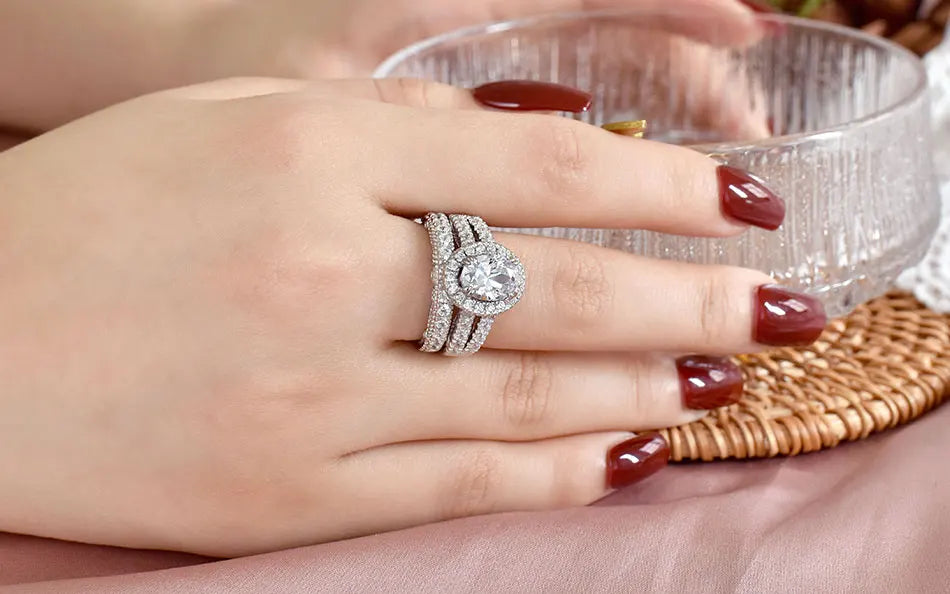 Vintage Wedding Rings for Women - 925 Sterling Silver Bridal Set with 4Ct Princess Cut 5A Cubic Zirconia - Elegant Fine Jewelry for Engagement, Anniversary & Special Occasions