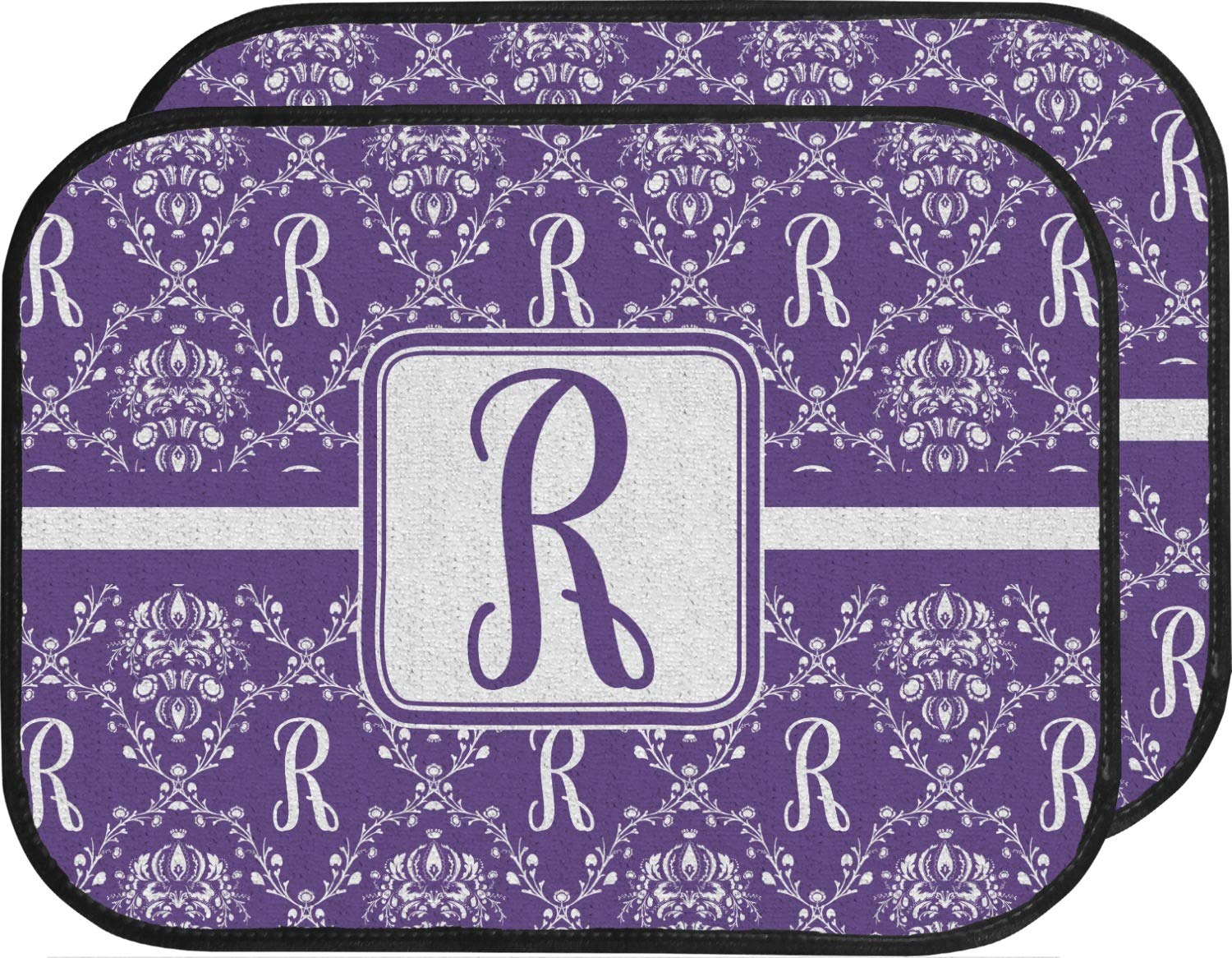 Custom Monogrammed Damask Car Floor Mats Set - 2 Front & 2 Rear Mats for Luxury Vehicles | Perfect for Gifts, Weddings & Premium Car Interiors