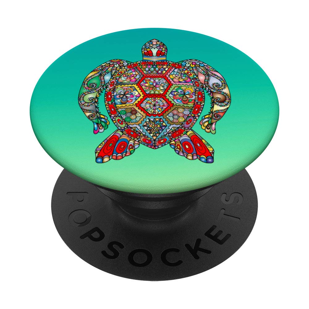 Sea Turtle Colorful PopSocket Swappable PopGrip - Trendy Cell Phone & Tablet Handle Grip for Secure Hold - Perfect for Travel, Work, and Everyday Use