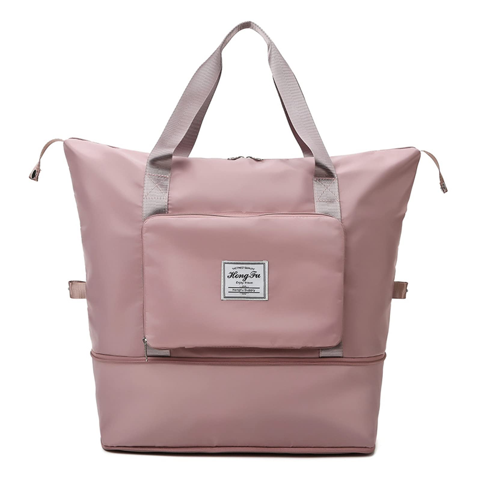 Large Capacity Foldable Travel Duffel Bag - Lightweight Waterproof Carry-On Luggage with Dry & Wet Separation - Pink | Perfect for Gym, Sports, Weekend Trips & Outdoor Adventures