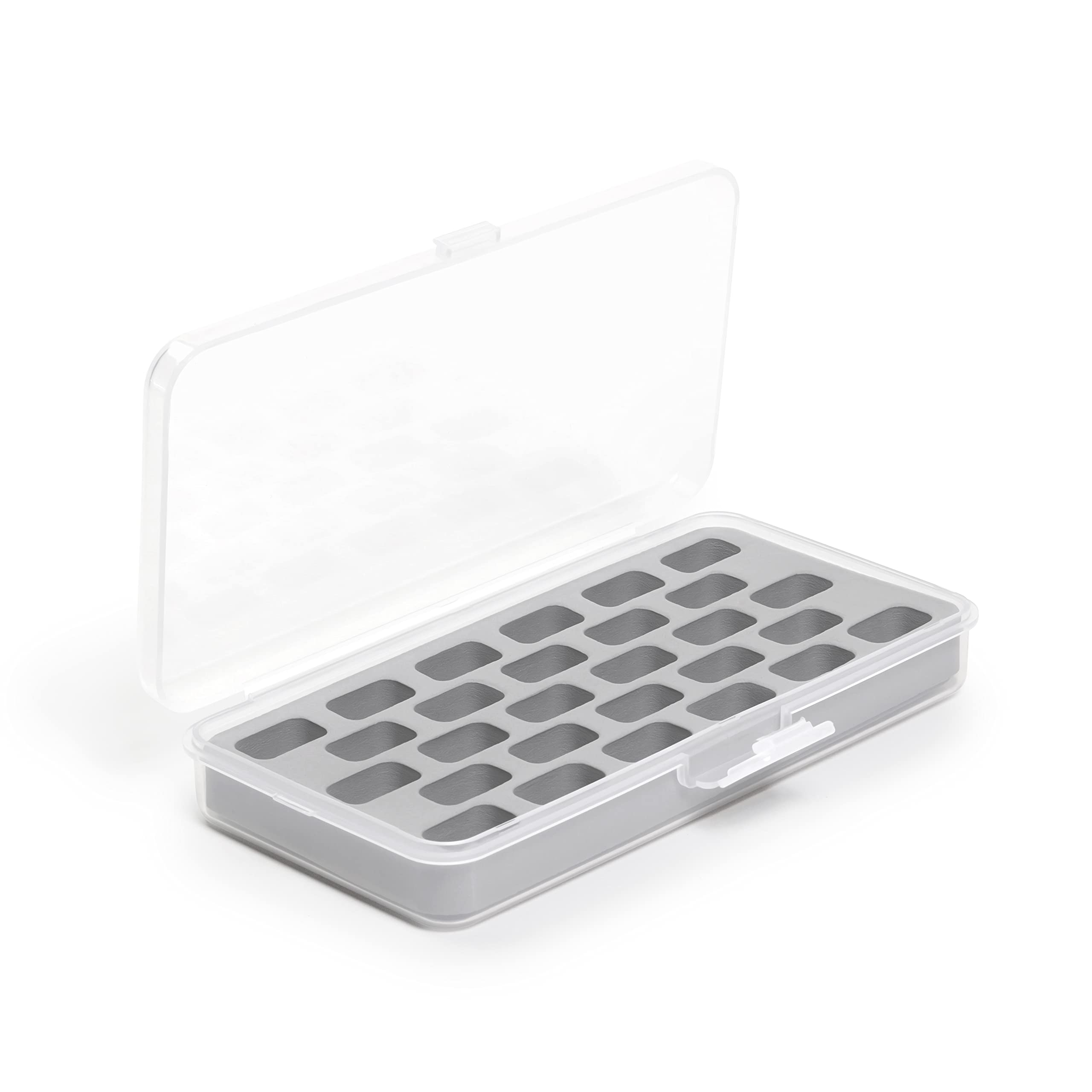 Dritz 28 Bobbin Storage Box - Clear Plastic Organizer for Sewing Threads & Accessories - Perfect for Crafting, Quilting & DIY Sewing Projects