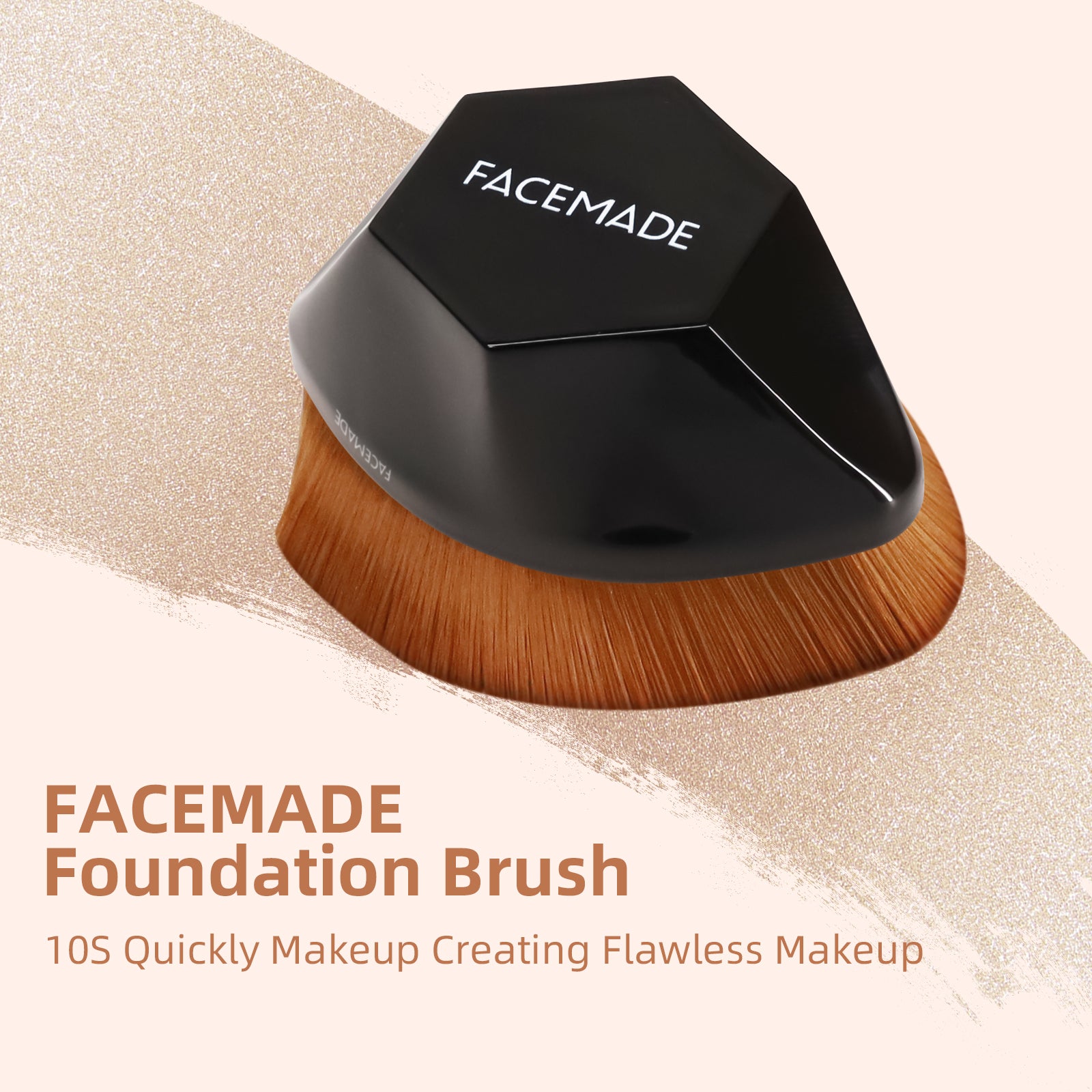 FACEMADE Professional Foundation Makeup Brush for Liquid, Cream & Powder Cosmetics | Soft Bristles for Flawless Blending | Includes Protective Travel Case | Perfect for Daily Makeup & On-the-Go Touch Ups