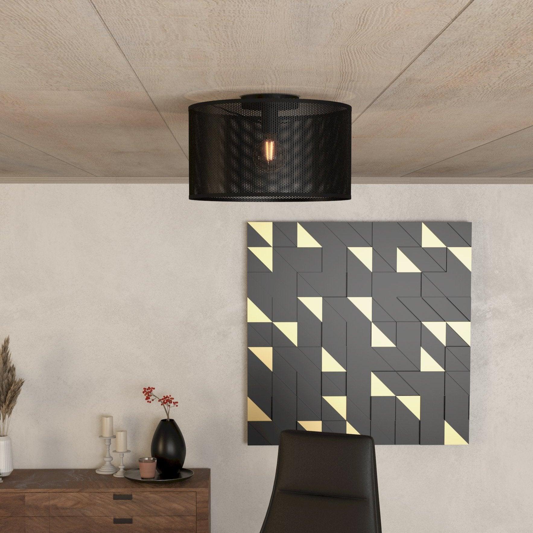 Eglo Manby Black Metal Flush Mount Ceiling Light Fixture - Modern LED Lighting for Bedroom, Kitchen, Hallway & Office