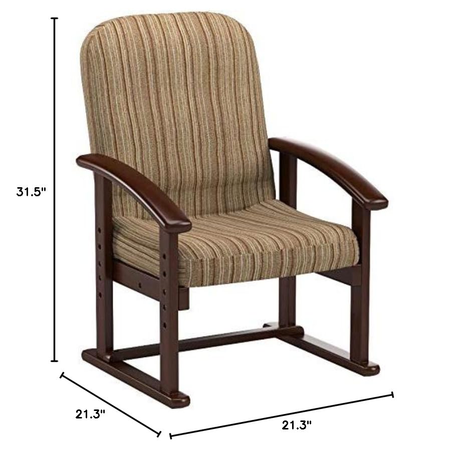 Yamazen KMZC-55 (VS1) Adjustable Height Reclining Folding Zashiki Chair - Dark Brown Stripe - Perfect for Japanese Restaurants, Tea Rooms, and Home Tatami Sitting Areas