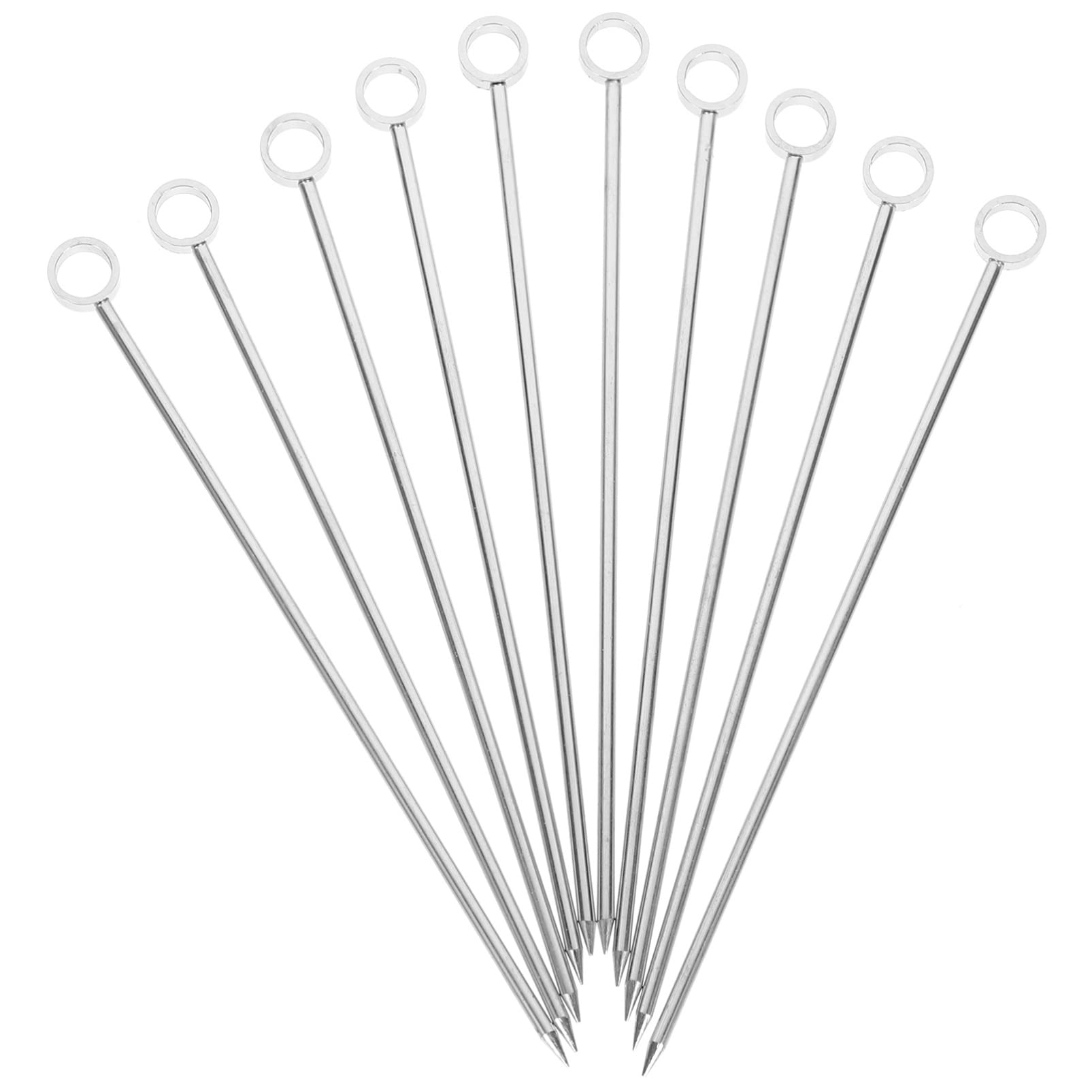 10-Piece Stainless Steel Cocktail Picks Set - Reusable Drink Skewers for Olives, Fruit & Appetizers - Elegant Bar Accessories for Cocktail Parties, Weddings & Home Entertaining
