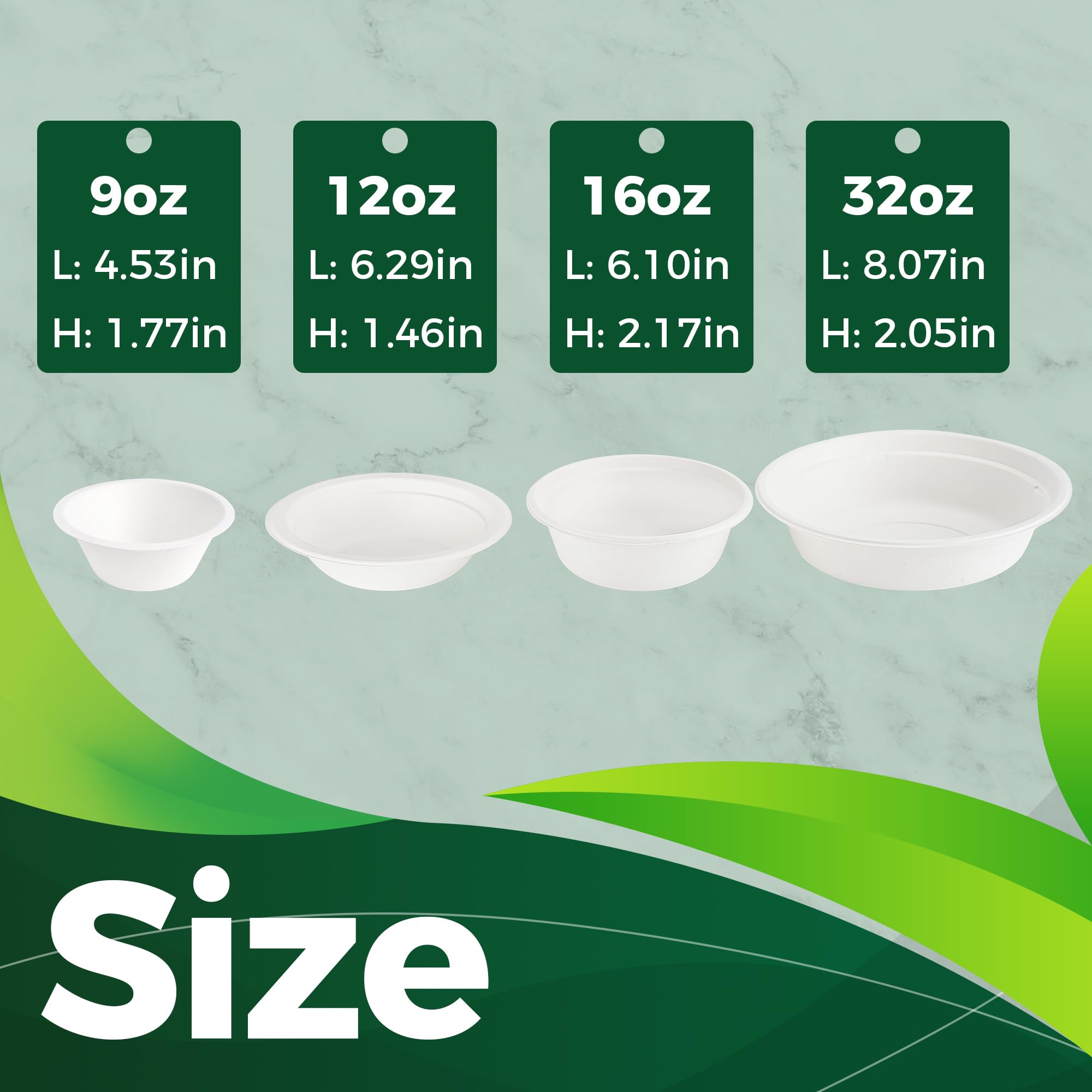 9oz Heavy Duty Disposable Paper Bowls [100-Pack] - 100% Compostable Eco-Friendly Bagasse Bowls for Dips, Sauces, Fruits & Snacks | Perfect for Parties, Picnics, Catering & Takeout
