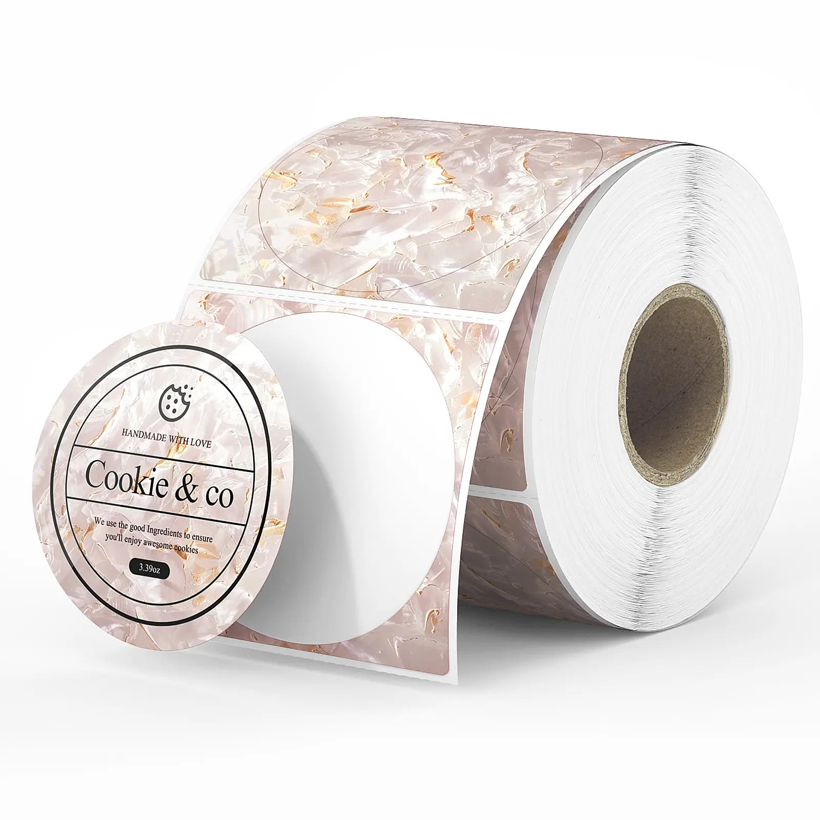 MUNBYN DIY Shell Pattern Thermal Sticker Labels - Waterproof, Durable for Shipping, Packaging & Organization - Perfect for Small Business, Retail & Home Use
