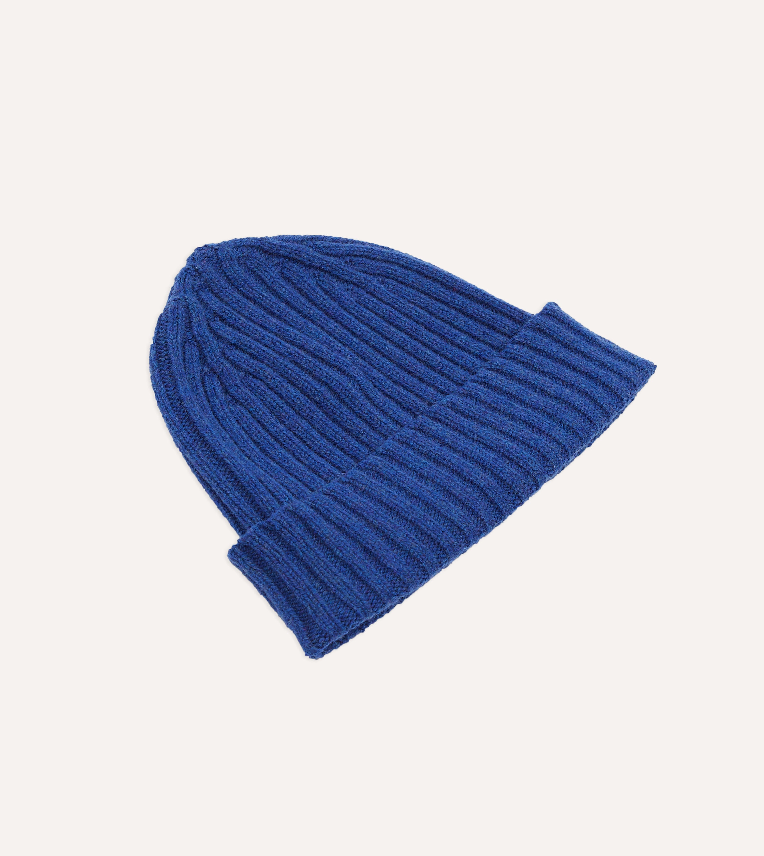 Royal Blue Lambswool Ribbed Knit Cap - Soft Winter Beanie for Men & Women - Perfect for Skiing, Hiking and Cold Weather Outdoor Activities