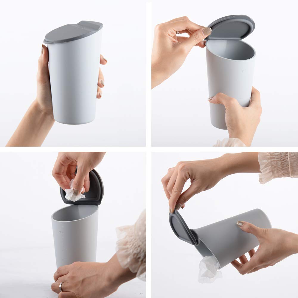 ThinSGO Car Silicone Trash Can with Lid - Leakproof Cup Holder Garbage Bin for Vehicles, Auto, Home & Office - Compact Car Accessories for Road Trips, Commuting & Workspace Organization (Black)